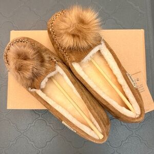 BEARPAW Erika Suede Sheepskin Cozy Moccasin Women 9W - New With Box